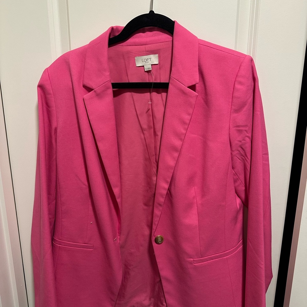 LOFT Bright Pink Single-Button Blazer